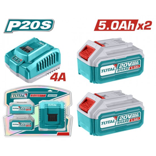 TOTAL ΕΠΑΓΓ. ΣΕΤ 2τεμ ΜΠΑΤ. TFBLI2053 Li-ion 20V/5Ah + 1τεμ ΤΑΧΥΦΟΡΤΙΣΤΗΣ TFCLI20411E (TFBCPK2513E)