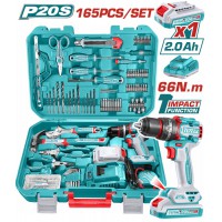 TOTAL ΕΠΑΓΓ. ΣΕΤ ΔΡΑΠ/ΒΙΔΟ ΚΡΟΥΣΤΙΚΟ ΜΠΑΤ. Li-ion 20V/2Ah/66Nm/1 ΜΠΑΤ BL Motor 165ΤΕΜ (THKTHP11652E)
