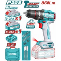TOTAL ΕΠΑΓΓ. ΔΡΑΠ/ΒΙΔΟ ΚΡΟΥΣΤΙΚΟ ΜΠΑΤ. Li-ion 20V / 2Ah+4Ah / 86Nm / 2 ΜΠΑΤ BL Motor (TIDLI20868E)