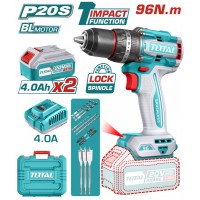 TOTAL ΕΠΑΓΓ. ΔΡΑΠ/ΒΙΔΟ ΚΡΟΥΣΤΙΚΟ ΜΠΑΤ. Li-ion 20V / 4Ah / 96Nm / 2 ΜΠΑΤ BL Motor (TIDLI20968E)