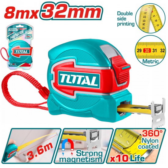 TOTAL ΕΠΑΓΓ. ΜΕΤΡΟΤΑΙΝΙΑ 8m X 32mm ΜΕΤΡΙΚΟ (TMT80832M)
