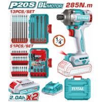 TOTAL ΕΠΑΓΓ. ΣΕΤ ΠΑΛΜΙΚΟ ΚΑΤΣΑΒΙΔΙ ΜΠΑΤ. Li-ion 20V / 2Ah / 285Nm / 2 ΜΠΑΤΑΡΙΕΣ (TOSLI250784E)