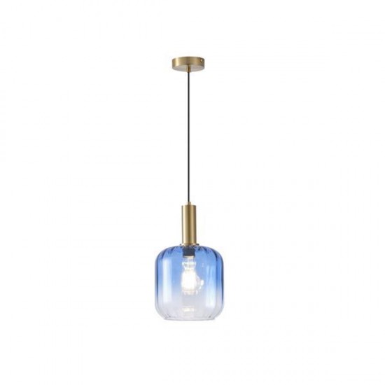 ΦΩΤΙΣΤΙΚΟ ΚΡΕΜΑΣΤΟ ΑΝΑΓΛΥΦΟ ΓΥΑΛΙ 1XΕ27 15W 200X210mmX160cm ΜΠΛΕ ARTE ILLUMINA OMBRE