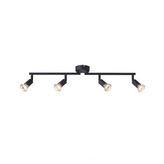 ΣΠΟΤ ΚΙΝΗΤΟ 4ΦΩΤΟ  ΜΕΤΑΛΛΙΚΟ Max 7W 4XGU10 600X80X130mm ΜΑΥΡΟ ARTE ILLUMINA VORRAS