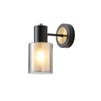 ΑΠΛΙΚΑ ΤΟΙΧΟΥ ΜΕΤΑΛΛΟ-ΓΥΑΛΙ 1XE14 MAX 8W 180Χ100Χ210mm ΜΑΥΡΟ ΧΑΛΚΙΝΟ ARTE ILLUMINA SILENCE