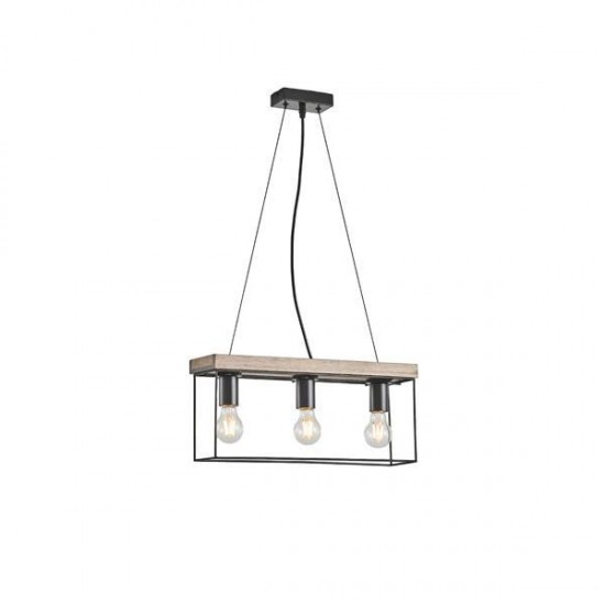 ΦΩΤΙΣΤΙΚΟ ΚΡΕΜΑΣΤΟ ΞΥΛO-ΜΕΤΑΛΛO 3ΦΩΤΟ 3XΕ27 MAX 15W 480x125x1230mm ΜΑΥΡΟ-ΚΑΦΕ ARTE ILLUMINA MULTIPLA