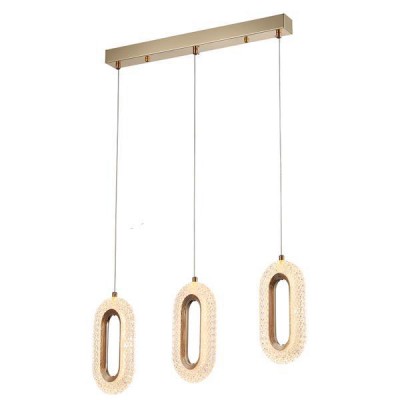 ΦΩΤΙΣΤΙΚΟ ΚΡΕΜΑΣΤΟ ΑΛΟΥΜΙΝΙΟ 3ΦΩΤΟ LED 26W 3000K 570X1250mm 2254Lm ΡΟΖ ΧΡΥΣΟ ARTE ILLUMINA KRIKO