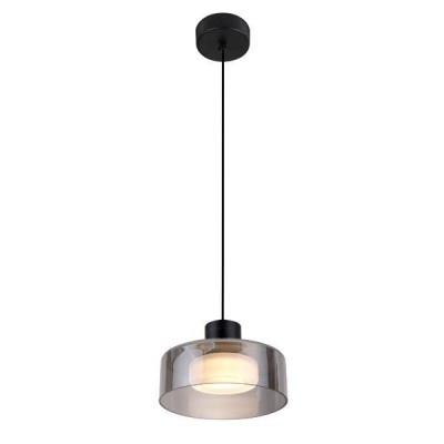 ΦΩΤΙΣΤΙΚΟ ΚΡΕΜΑΣΤΟ ΜΕΤΑΛΛΟ-ΓΥΑΛΙ LED 8W 3000Κ 624Lm 200X115mm  ΜΑΥΡΟ-ΓΚΡΙ ARTE ILLUMINA NIMBUS