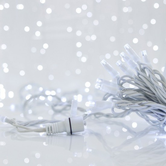ΣΕΙΡΑ, 100 LED 5mm ΜΕ ΚΑΛΥΜΜΑ, 230V, 2 ΕΠΕΚΤΑΣΕΙΣ ΕΩΣ 9 ΣΕΤ, ΛΕΥΚΟ ΚΑΟΥΤΣΟΥΚ ΚΑΛΩΔΙΟ, ΛΕΥΚΟ LED ΑΝΑ 10cm, ΙΡ65 (ΧΩΡΙΣ ΠΡΟΕΚΤΑΣΗ ΠΑΡΟΧΗΣ)