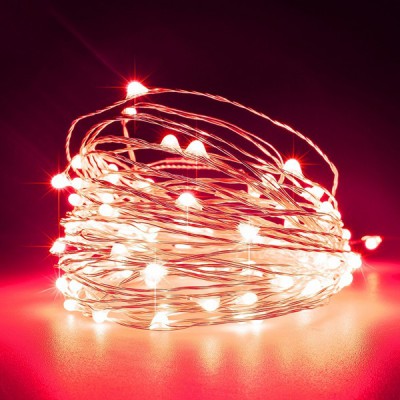 ΣΕΙΡΑ, 100 MINI LED, ΜΕΤΑΣΧΗΜΑΤΙΣΤΗ, ΣΤΑΘΕΡΟ, ΑΣΗΜΙ ΧΑΛΚΙΝΟ ΚΑΛΩΔΙΟ, ΚΟΚΚΙΝΟ LED ΑΝΑ 10cm, ΠΡΟΕΚΤΑΣΗ ΠΑΡΟΧΗΣ 5m, ΙΡ44