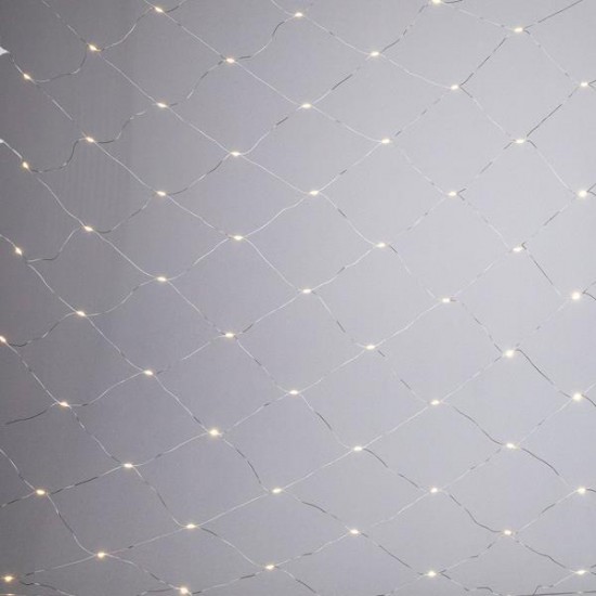 ΔΙΧΤΥ, 150 MINI MILKY LED, 27V ΜΕΤΑΣΧΗΜΑΤΙΣΤΗ, ΣΤΑΘΕΡΟ, ΔΙΑΦΑΝΟ ΠΛΑΚΕ ΧΑΛΚΙΝΟ ΚΑΛΩΔΙΟ, ΘΕΡΜΟ ΛΕΥΚΟ LED (H250 x W200cm), ΠΡΟΕΚΤΑΣΗ ΠΑΡΟΧΗΣ 5m, IP44