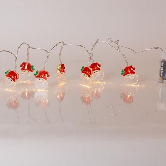 ΣΕΙΡΑ, 10 LED 5mm, ΠΛΑΣΤΙΚΟ ΑΓΙΟ ΒΑΣΙΛΗ, ΜΠΑΤΑΡΙΑΣ 3xAA, ΧΡΟΝΟΔΙΑΚΟΠΤΗ, ΔΙΑΦΑΝΟ PVC ΚΑΛΩΔΙΟ, ΘΕΡΜΟ ΛΕΥΚΟ LED ΑΝΑ 10cm, ΠΡΟΕΚΤΑΣΗ ΠΑΡΟΧΗΣ 30cm, IP20