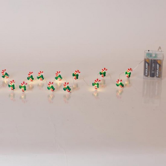 ΣΕΙΡΑ, 20 MINI LED, ΖΑΧΑΡΩΤΟ ΜΕ ΠΡΑΣΙΝΟ ΦΙΟΓΚΟ, ΜΠΑΤΑΡΙΑΣ 3xAA, ΧΡΟΝΟΔΙΑΚΟΠΤΗ, ΑΣΗΜΙ ΧΑΛΚΙΝΟ ΚΑΛΩΔΙΟ, ΘΕΡΜΟ ΛΕΥΚΟ LED ΑΝΑ 10cm, ΠΡΟΕΚΤΑΣΗ ΠΑΡΟΧΗΣ 30cm, IP20