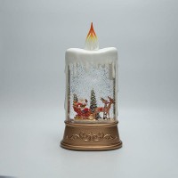 ΕΠΙΤΡΑΠΕΖΙΟ ΔΙΑΚΟΣΜΗΤΙΚΟ ΣΕ ΣΧΗΜΑ ΚΕΡΙΟΥ, ΜΕ ΑΓΙΟ ΒΑΣΙΛΗ ΚΑΙ ΕΛΚΥΘΡΟ, ΜΕ ΝΕΡΟ ΣΤΟ ΕΣΩΤΕΡΙΚΟ, ΦΩΤΙΖΟΜΕΝΟ, ΜΠΑΤΑΡΙΑΣ, TIMER, 15.5x9.5x30cm