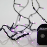 ΣΕΙΡΑ, 100 LED 3mm, 31V ΜΕΤΑΣΧΗΜΑΤΙΣΤΗ, 8 ΠΡΟΓΡΑΜΜΑΤΑ & ΜΝΗΜΗ, ΠΡΑΣΙΝΟ PVC ΚΑΛΩΔΙΟ, ΜΩΒ LED, ΑΝΑ 5cm, ΠΡΟΕΚΤΑΣΗ ΠΑΡΟΧΗΣ 3m, ΙΡ44