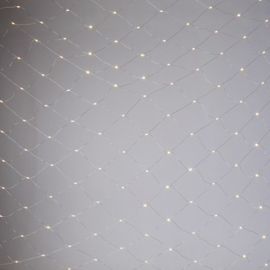 ΔΙΧΤΥ, 150 MINI MILKY LED, 27V ΜΕΤΑΣΧΗΜΑΤΙΣΤΗ, ΣΤΑΘΕΡΟ, ΔΙΑΦΑΝΟ ΠΛΑΚΕ ΧΑΛΚΙΝΟ ΚΑΛΩΔΙΟ, ΘΕΡΜΟ ΛΕΥΚΟ LED (H250 x W200cm), ΠΡΟΕΚΤΑΣΗ ΠΑΡΟΧΗΣ 5m, IP44