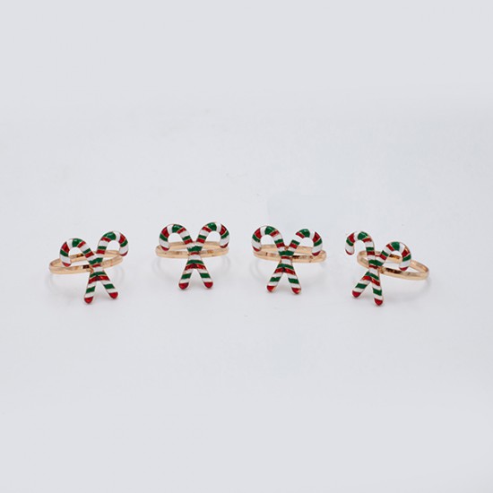 ΔΑΧΤΥΛΙΔΙΑ ΠΕΤΣΕΤΑΣ, ΜΕΤΑΛΛΙΚΑ, CANDY CANE, ΣΕΤ 4ΤΜΧ, 3.2x3.5x4.5cm
