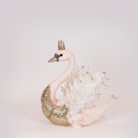 ΒΕΛΟΥΔΙΝΟΣ ΚΥΚΝΟΣ, ΡΟΖ ΜΕ ΧΡΥΣΟ GLITTER, 27x22x28cm