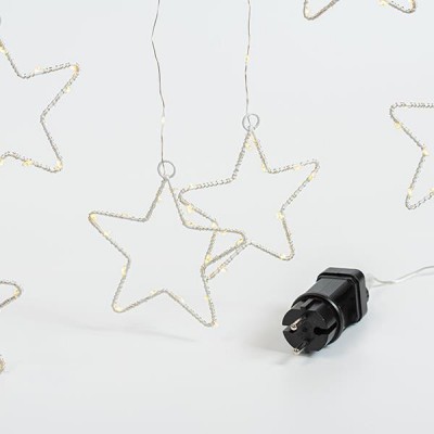 ΚΟΥΡΤΙΝΑ, 184 MINI LED, 8 ΜΕΤΑΛΛΙΚΑ ΑΣΤΕΡΙΑ 12cm, ΜΕΤΑΣΧΗΜΑΤΙΣΤΗ, ΑΣΗΜΙ ΧΑΛΚΙΝΟ ΚΑΛΩΔΙΟ, ΘΕΡΜΟ ΛΕΥΚΟ LED (H155 x W175cm, 20 ΣΕΙΡΕΣ x 12 LED), ΠΡΟΕΚΤΑΣΗ ΠΑΡΟΧΗΣ 3m, IP44