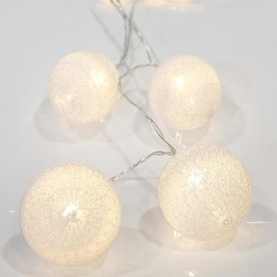 ΣΕΙΡΑ, 10 LED 5mm, ΒΑΜΒΑΚΕΡΕΣ ΔΙΑΚΟΣΜΗΤΙΚΕΣ ΜΠΑΛΕΣ 6cm, ΜΠΑΤΑΡΙΑΣ 3xAA, ΔΙΑΦΑΝΟ PVC ΚΑΛΩΔΙΟ, ΘΕΡΜO ΛΕΥΚO LED ΑΝΑ 15cm, ΠΡΟΕΚΤΑΣΗ ΠΑΡΟΧΗΣ 50cm, IP20