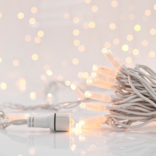 ΣΕΙΡΑ, 100 LED 5mm ΜΕ ΚΑΛΥΜΜΑ, 230V, 2 ΕΠΕΚΤΑΣΕΙΣ ΕΩΣ 9 ΣΕΤ, ΛΕΥΚΟ ΚΑΟΥΤΣΟΥΚ ΚΑΛΩΔΙΟ, ΘΕΡΜΟ ΛΕΥΚΟ LED ΑΝΑ 10cm, ΙΡ65 (ΧΩΡΙΣ ΠΡΟΕΚΤΑΣΗ ΠΑΡΟΧΗΣ)