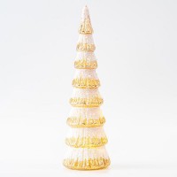 ΔΕΝΤΡΑΚΙ ΓΥΑΛΙΝΟ, ΧΡΥΣΟ ΜΕ ΛΕΥΚΟ GLITTER, ΦΩΤΙΖΟΜΕΝΟ, ΜΠΑΤΑΡΙΑΣ, 8,5x36cm