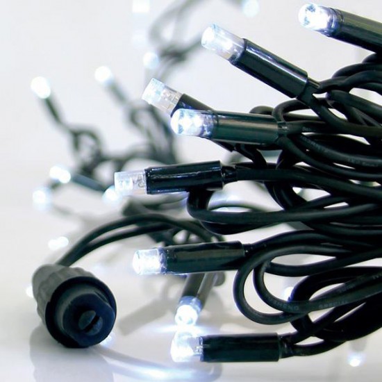 ΣΕΙΡΑ, 100 LED 5mm ΜΕ ΚΑΛΥΜΜΑ, 230V, 2 ΕΠΕΚΤΑΣΕΙΣ ΕΩΣ 9, ΠΡΑΣΙΝΟ ΚΑΟΥΤΣΟΥΚ ΚΑΛΩΔΙΟ, ΛΕΥΚΟ LED ANA 10cm, ΙΡ65 (ΧΩΡΙΣ ΚΑΛΩΔΙΟ ΠΑΡΟΧΗΣ)