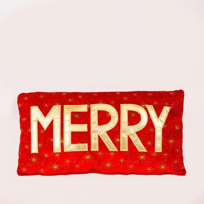 ΜΑΞΙΛΑΡΙ ΚΟΚΚΙΝΟ ΜΕ ΧΡΥΣΗ ΕΠΙΓΡΑΦΗ ''MERRY'', 35x64cm