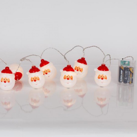 ΣΕΙΡΑ, 10 LED 5mm, ΠΡΟΣΩΠΟ ΑΓΙΟΥ ΒΑΣΙΛΗ, ΜΠΑΤΑΡΙΑΣ 3xAA, ΧΡΟΝΟΔΙΑΚΟΠΤΗ, ΔΙΑΦΑΝΟ PVC ΚΑΛΩΔΙΟ, ΘΕΡΜΟ ΛΕΥΚΟ LED ΑΝΑ 15cm, ΠΡΟΕΚΤΑΣΗ ΠΑΡΟΧΗΣ 30cm, IP20