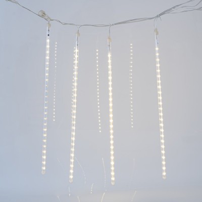 SNOWDROP, 240 LED, 5V ΜΕΤΑΣΧΗΜΑΤΙΣΤΗ, 4 ΕΠΕΚΤΑΣΕΙΣ ΕΩΣ 3 ΣΕΤ, 5 ΣΩΛΗΝΕΣ 50cm ΜΕ ΘΕΡΜΟ ΛΕΥΚΟ LED (H50 x L400cm), ΠΡΟΕΚΤΑΣΗ ΠΑΡΟΧΗΣ 5m, IP44