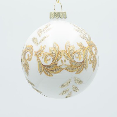 ΓΥΑΛΙΝΗ ΜΠΑΛΑ, ΛΕΥΚΗ ΠΕΡΛΕ ΜΕ ΣΑΜΠΑΝΙ ΛΕΠΤΟΜΕΡΕΙΕΣ, ΣΕΤ 4ΤΜΧ, 10cm