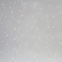 ΚΟΥΡΤΙΝΑ, 400 MINI LED, ΜΕΤΑΣΧΗΜΑΤΙΣΤΗ, ΑΣΗΜΙ ΧΑΛΚΙΝΟ ΚΑΛΩΔΙΟ, ΘΕΡΜΟ ΛΕΥΚΟ LED (H200 x W190cm, 16 LINES x 25 LED), ΠΡΟΕΚΤΑΣΗ ΠΑΡΟΧΗΣ 5m, IP44