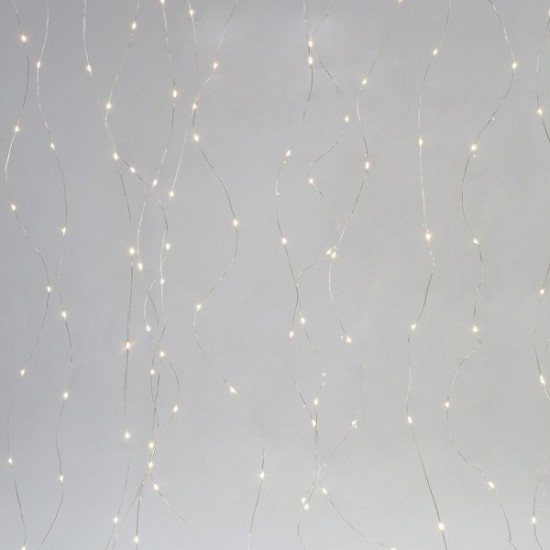 ΚΟΥΡΤΙΝΑ, 400 MINI LED, ΜΕΤΑΣΧΗΜΑΤΙΣΤΗ, ΑΣΗΜΙ ΧΑΛΚΙΝΟ ΚΑΛΩΔΙΟ, ΘΕΡΜΟ ΛΕΥΚΟ LED (H200 x W190cm, 16 LINES x 25 LED), ΠΡΟΕΚΤΑΣΗ ΠΑΡΟΧΗΣ 5m, IP44