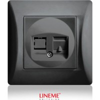 Πρίζα τηλεφώνου RJ11 μονή μαύρη & πλαίσιο HSERIES LINEME