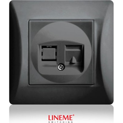 Πρίζα DATA Rj45 cat6 μονή μαύρη & πλαίσιο HSERIES LINEME