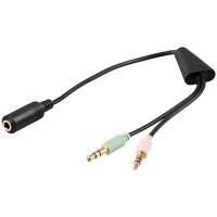Adaptor από ακουστικό και μικρόφωνο 3.5mm σε 2 στερεοφωνικά βύσματα 3,5mm 48980 