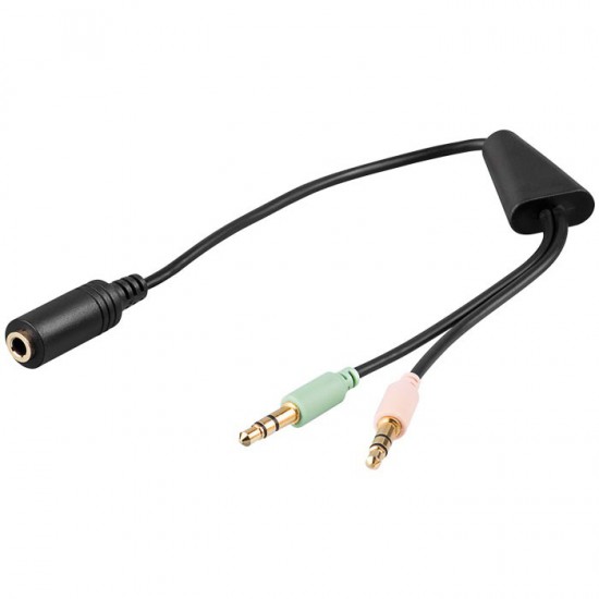 Adaptor από ακουστικό και μικρόφωνο 3.5mm σε 2 στερεοφωνικά βύσματα 3,5mm 48980