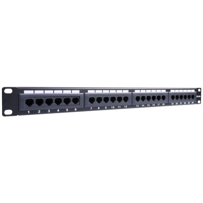 Patch panel κατηγορίας CAT 5e UTP, 24 θυρών σε μαύρο χρώμα 93865