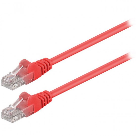 Καλώδιο δικτύου CAT 5e, U/UTP, 0.25m σε κόκκινο χρώμα.