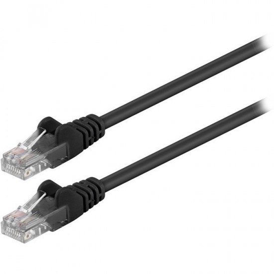 Καλώδιο δικτύου CAT 5e, U/UTP, 0.25m σε μαύρο χρώμα.