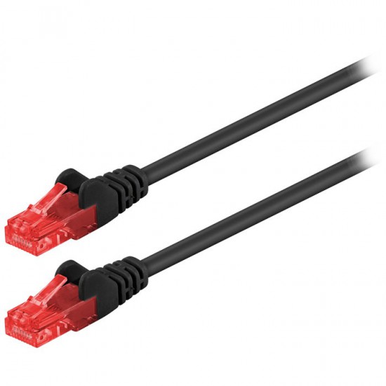 Καλώδιο δικτύου CAT 6, U/UTP, 0.25m σε μαύρο χρώμα.