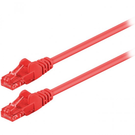 Καλώδιο δικτύου CAT 6, U/UTP, 0.25m σε κόκκινο χρώμα.
