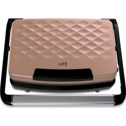 Τοστιέρα με αντικολλητικές grill πλάκες, 750W, σε rose gold χρώμα LIFE VOGUE