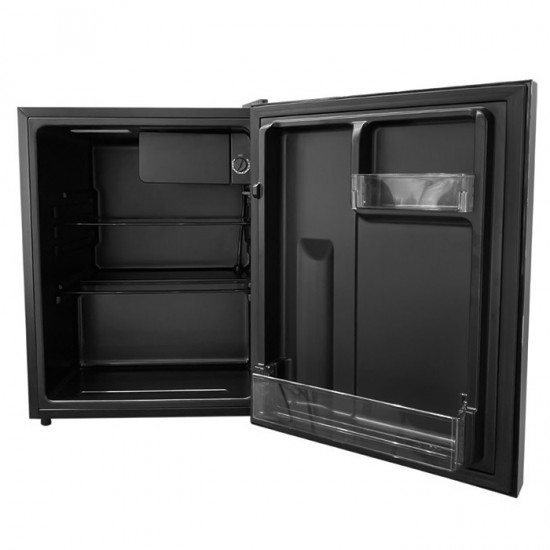 Ψυγείο Mini Bar με εσωτερικό φωτισμό και πρόσοψη επενδυμένη με μαύρο γυαλί, 58L