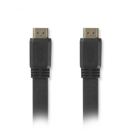 Flat καλώδιο High speed HDMI with Ethernet, HDMI αρσ. - HDMI αρσ., με επίχρυσες επαφές, 10m NEDIS CVGP34100BK100