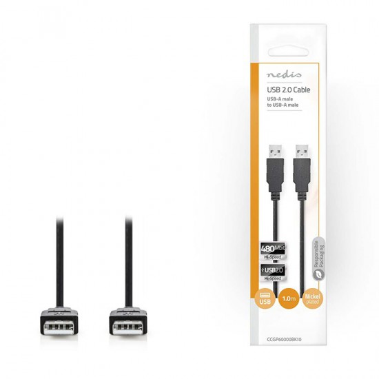 Καλώδιο USB High-Speed A αρσ. - USB A αρσ., 1.00m NEDIS CCGP60000BK10