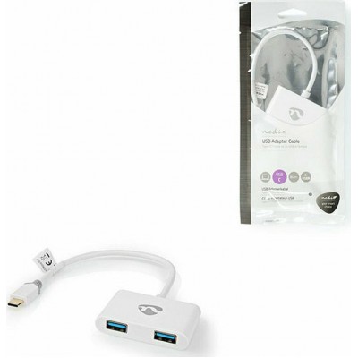 USB hub, 2 θυρών από Type-C αρσ. σε 2x USB Type-A, 0,20m σε λευκό χρώμα  NEDIS CCBP65960WT02