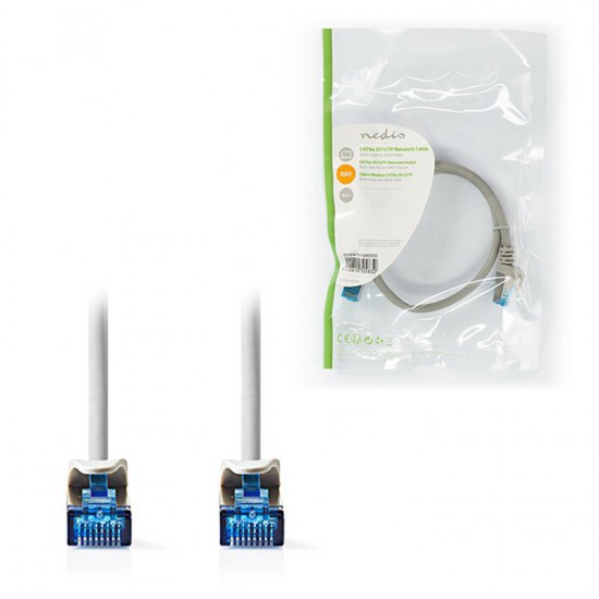 Καλώδιο δικτύου CAT 6a, S/FTP, 0.5m σε γκρι χρώμα.
