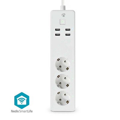 WiFi Smart πολύπριζο 3 θέσεων και 4 θυρών USB.