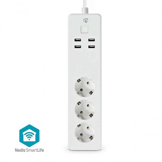 WiFi Smart πολύπριζο 3 θέσεων και 4 θυρών USB.